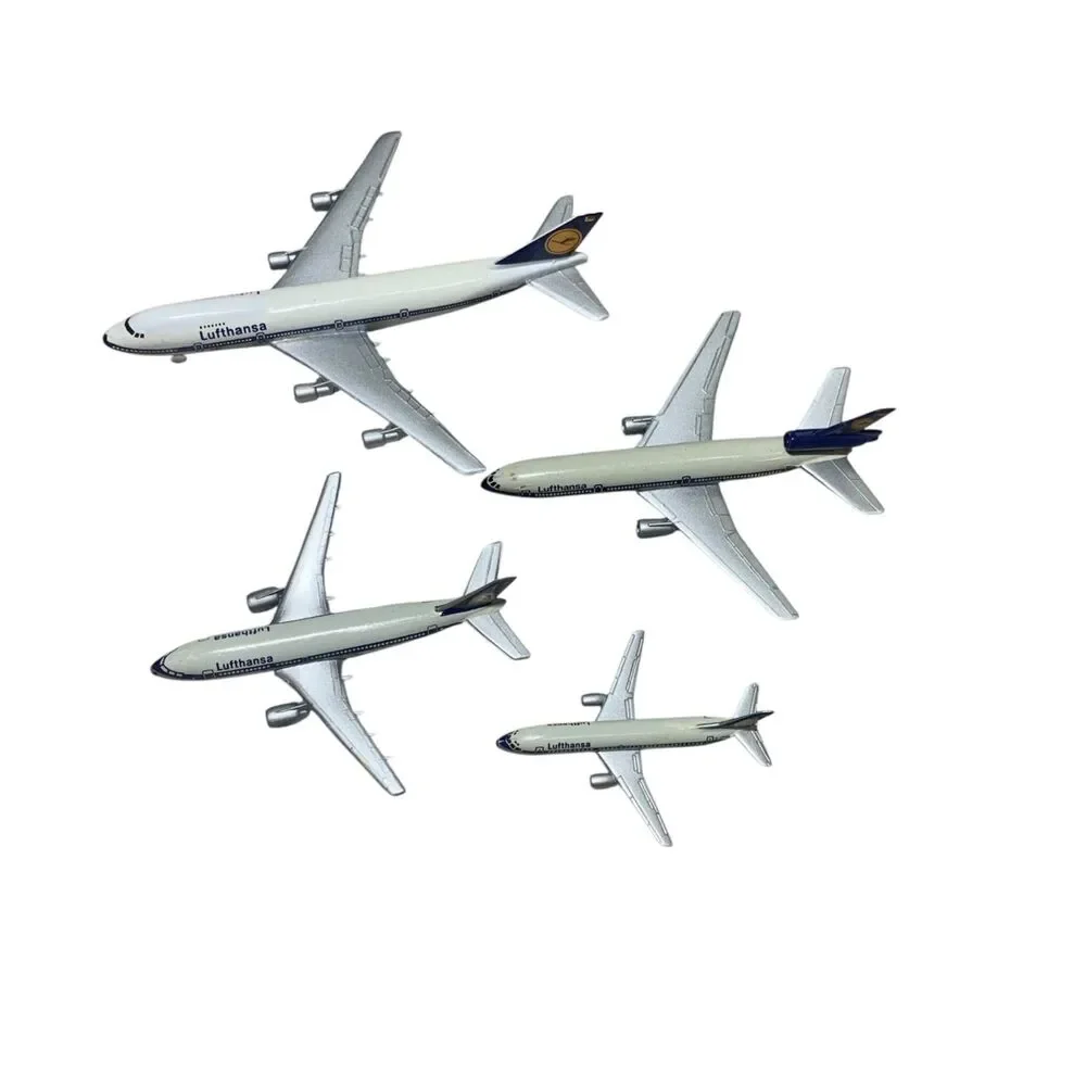 Schabak Lufthansa Diecast Boxed 4 Model Airplanes DC10 B737 A300 B747 1:600
